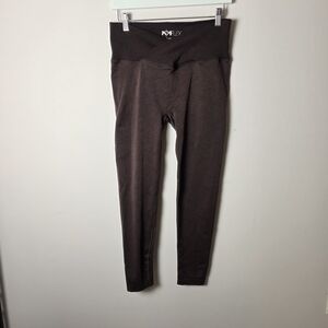 Popflex CurveFlex Ribbed High Rise 7/8 Leggings Brown Sculpting XL 10-12